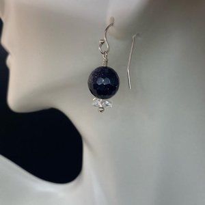 925 sterling silver earrings purple goldstone
